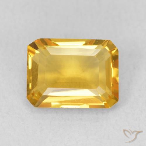 1.51ct 天然 亮金 黄水晶, 祖母绿式切割, VS