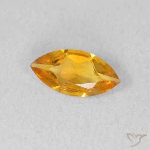 0.42克拉天然黄水晶，榄尖形，VVS-VS