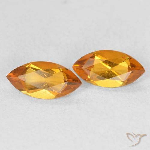 0.89克拉天然黄水晶，榄尖形，VS