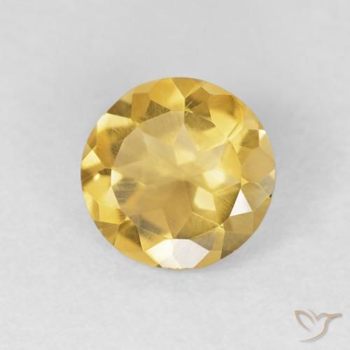 0.95ct 天然 中金 黄水晶, 圆形的, VVS-VS