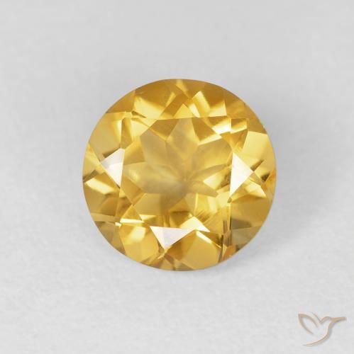 1.61ct 天然 中金 黄水晶, 圆形的, VVS