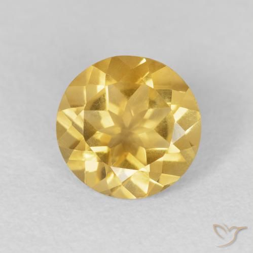 1.63ct 天然 中金 黄水晶, 圆形的, VVS