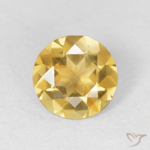 0.95ct 天然 中金 黄水晶, 圆形的, VVS