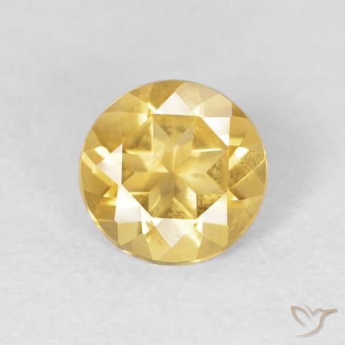 0.95ct 天然 中金 黄水晶, 圆形的, VVS