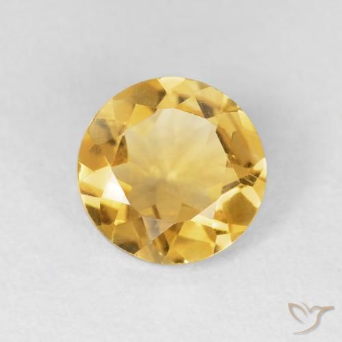 1.60ct 天然 亮金 黄水晶, 圆形的, VVS