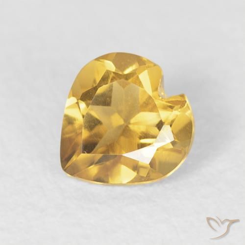 0.42ct 天然 亮金 黄水晶, 心形, VVS