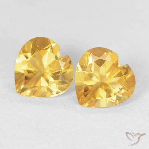 0.84ctw 天然 亮金 黄水晶, 心形, VVS
