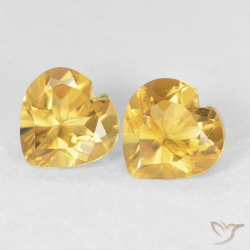 0.90ctw 天然 亮金 黄水晶, 心形, VVS