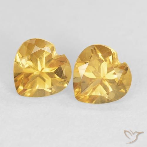 0.89ctw 天然 金色 黄水晶, 心形, VVS
