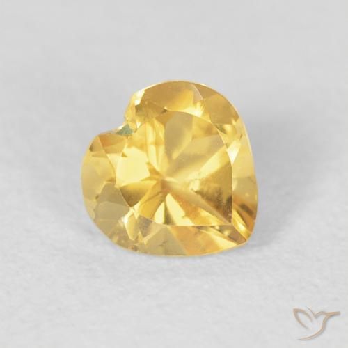 0.77克拉天然黄水晶，心形，VVS-VS