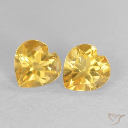 0.90ctw 天然 金色 黄水晶, 心形, VVS-VS