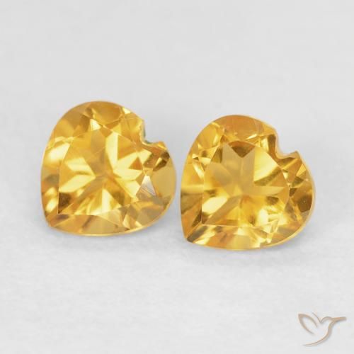 0.90ctw 天然 金色 黄水晶, 心形, VVS-VS