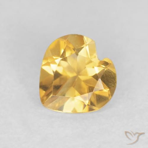 0.60ct 天然 亮金 黄水晶, 心形, VVS