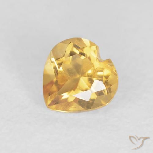 0.51克拉天然黄水晶，心形，VS
