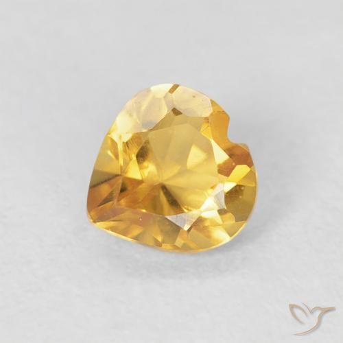 0.42ct 天然 中金 黄水晶, 心形, VVS