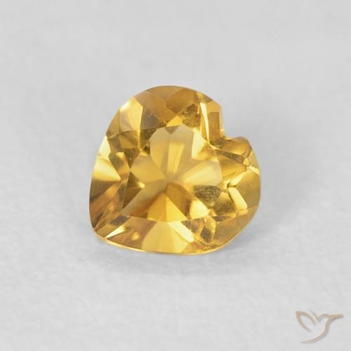 0.42ct 天然 深金 黄水晶, 心形, VVS