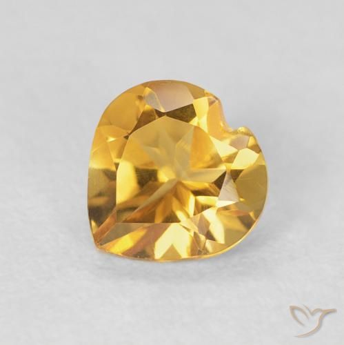 0.72ct 天然 Medium Light-Golden 黄水晶, 心形, VVS-VS