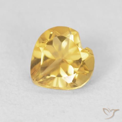 0.64ct 天然 中金 黄水晶, 心形, VVS-VS
