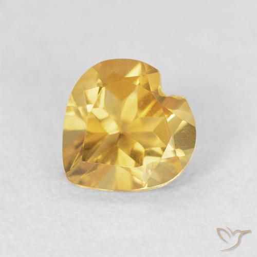 0.67克拉天然黄水晶，心形，VVS-VS