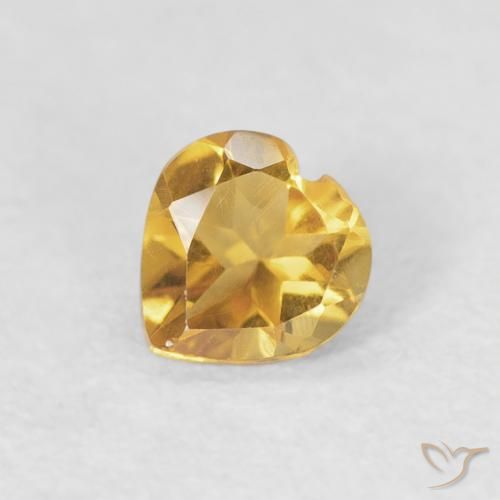 0.34ct 天然 金色 黄水晶, 心形, VVS-VS
