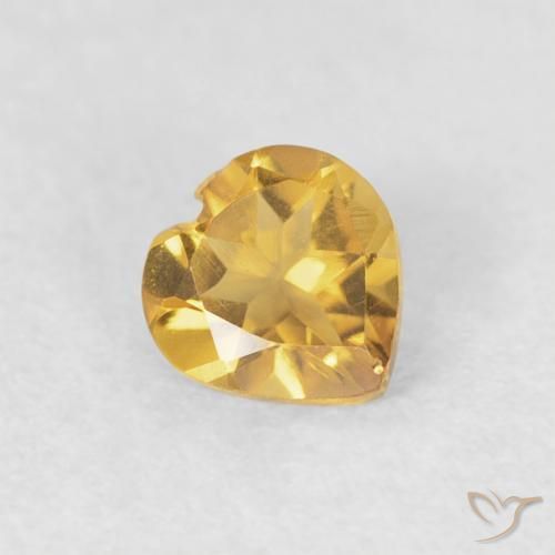 0.34克拉天然黄水晶，心形，VVS-VS