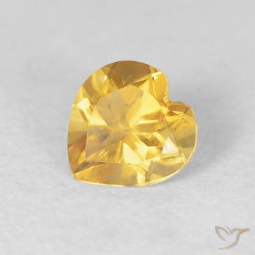 0.42ct 天然 中金 黄水晶, 心形, VVS