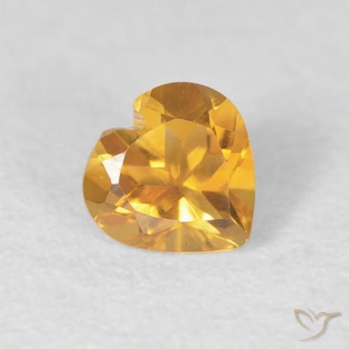 0.40ct 天然 深金色 黄水晶, 心形, VVS