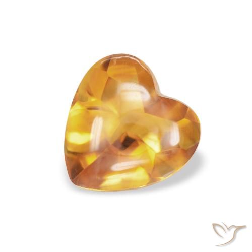 0.76ct 天然 中橙 黄水晶, 心形, 透明
