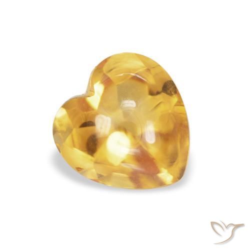 0.90克拉天然黄水晶，心形，透明