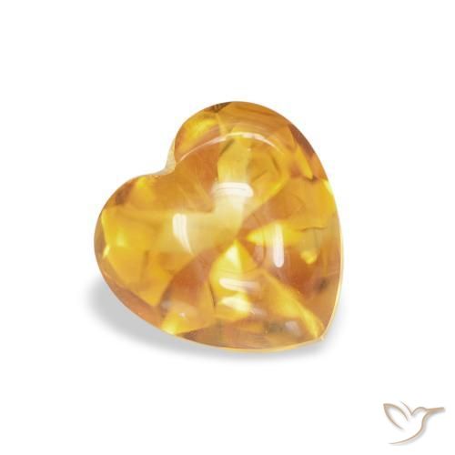 1.00克拉天然黄水晶，心形，透明