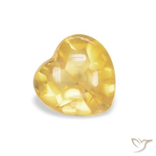 0.76克拉天然黄水晶，心形，透明
