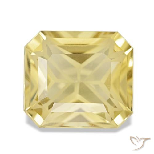 3.23克拉天然黄色黄水晶，祖母绿式切割，9.9×8.8毫米，VVS
