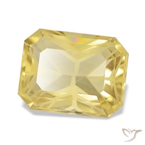 3.56克拉天然黄色黄水晶，祖母绿式切割，10.7×8.3毫米，VVS