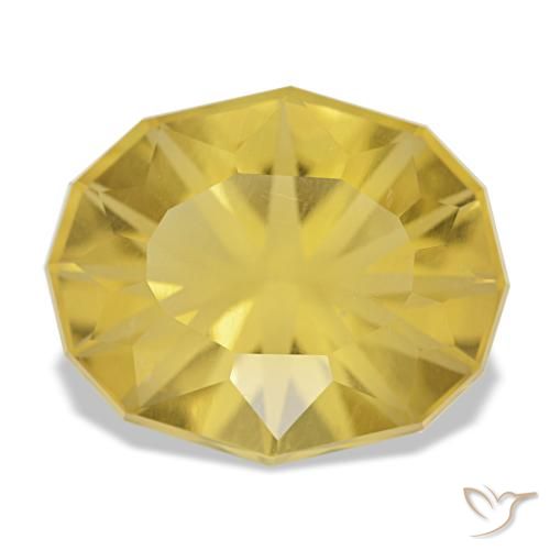 8.26克拉天然黄色黄水晶，椭圆形切割，15×12.3毫米，VVS
