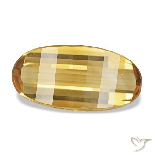 2.18克拉天然金色黄水晶，椭圆形切割，13.9×7毫米，VVS
