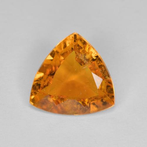 1.45克拉天然橙色单斜硅镁石，三角形，8.2×7.9毫米，SI