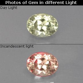 0.77克拉天然变色流散，椭圆形切割，VS