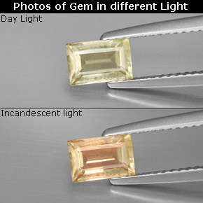 0.86克拉天然变色硬水铝石，长方形切工，6.8×4.5毫米，VS-SI