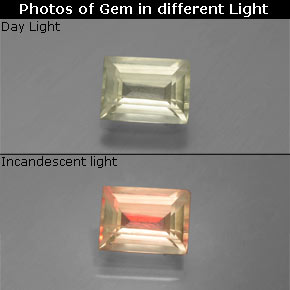 1.05克拉天然变色流散，狭长方形，VS