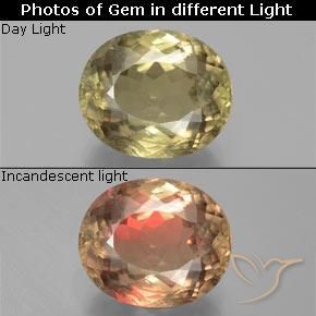 10.84ct 天然 中黄色 变色流散, 椭圆形, VS-SI