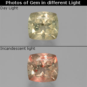 1.74克拉天然变色流散，垫形剪裁，VS-SI