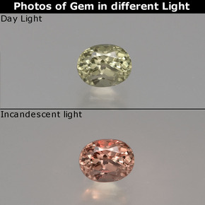 0.60克拉天然变色硬水铝石，椭圆形切割，5.5×4.3毫米，VS