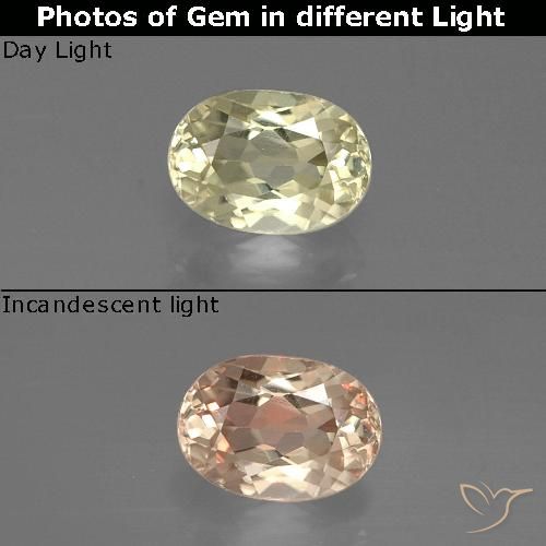 0.79ct 天然 淡黄色 变色流散, 椭圆形, VS