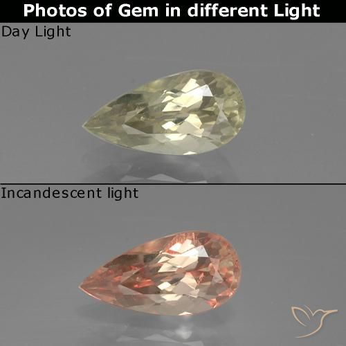 1.06ct 天然 黄色米色 变色流散, 梨形, VS
