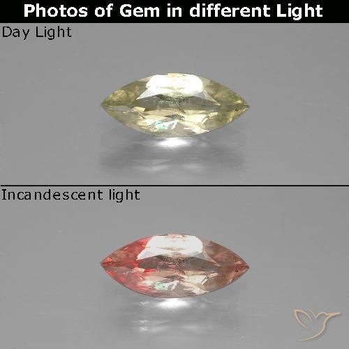 1.02ct 天然 淡黄色 变色流散, 榄尖形, VS-SI