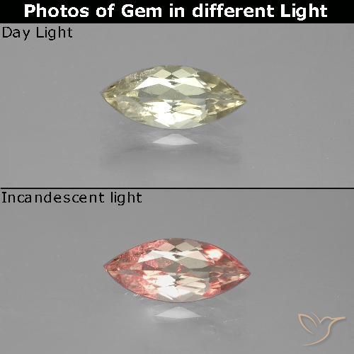 1.09ct 天然 淡黄色 变色流散, 榄尖形, VS-SI