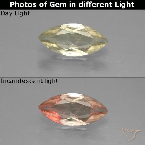 1.10ct 天然 黄色米色 变色流散, 榄尖形, VS