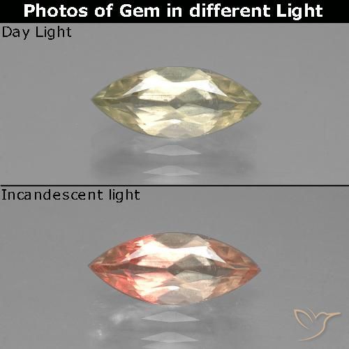 1.07ct 天然 很浅的黄色 变色流散, 榄尖形, VS