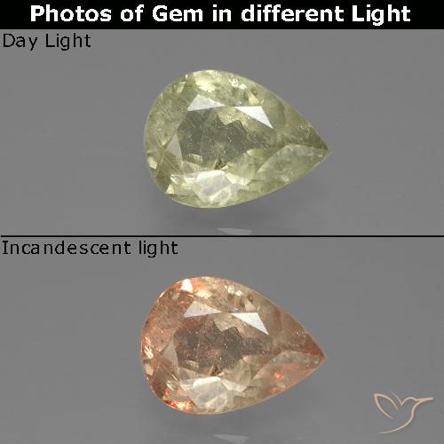 1.25ct 天然 淡黄色 变色流散, 梨形, SI