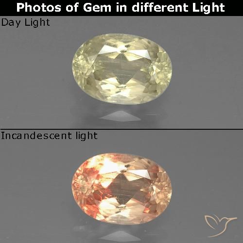 0.98ct 天然 黄色米色 变色流散, 椭圆形, SI